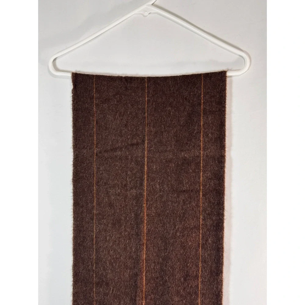 Murano Brown 100%‎ Alpaca Peruvian Wool Herringbone Pinstripe Scarf Fringe 58